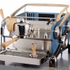 Slayer Espresso 1 Group, Body Powder Coated Blue, X-Legs Plated Black Nickel, Ash Wood Accents